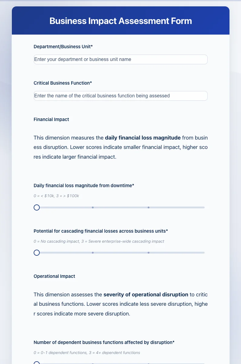 Business Impact Assessment Form