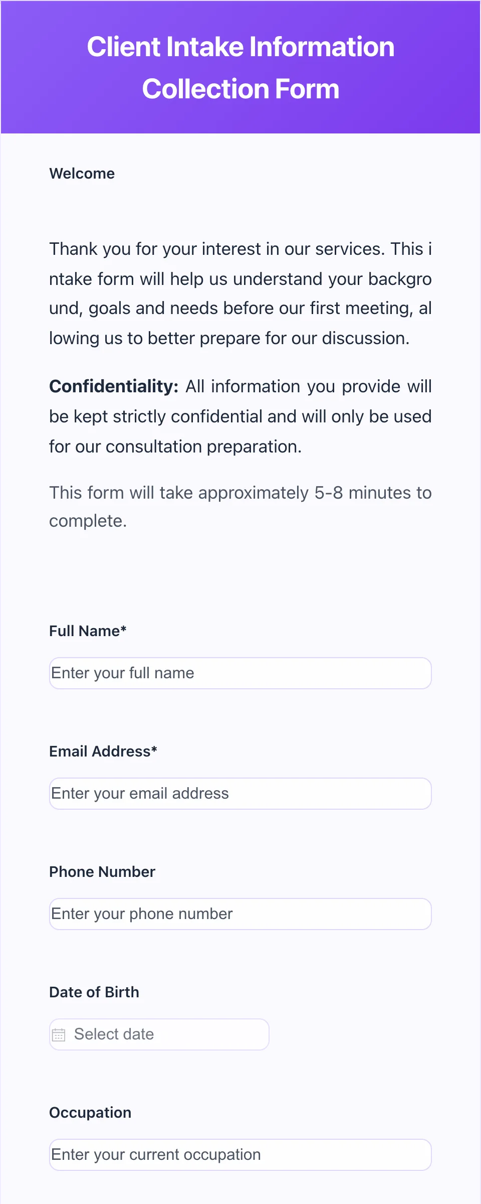 Client Intake Form