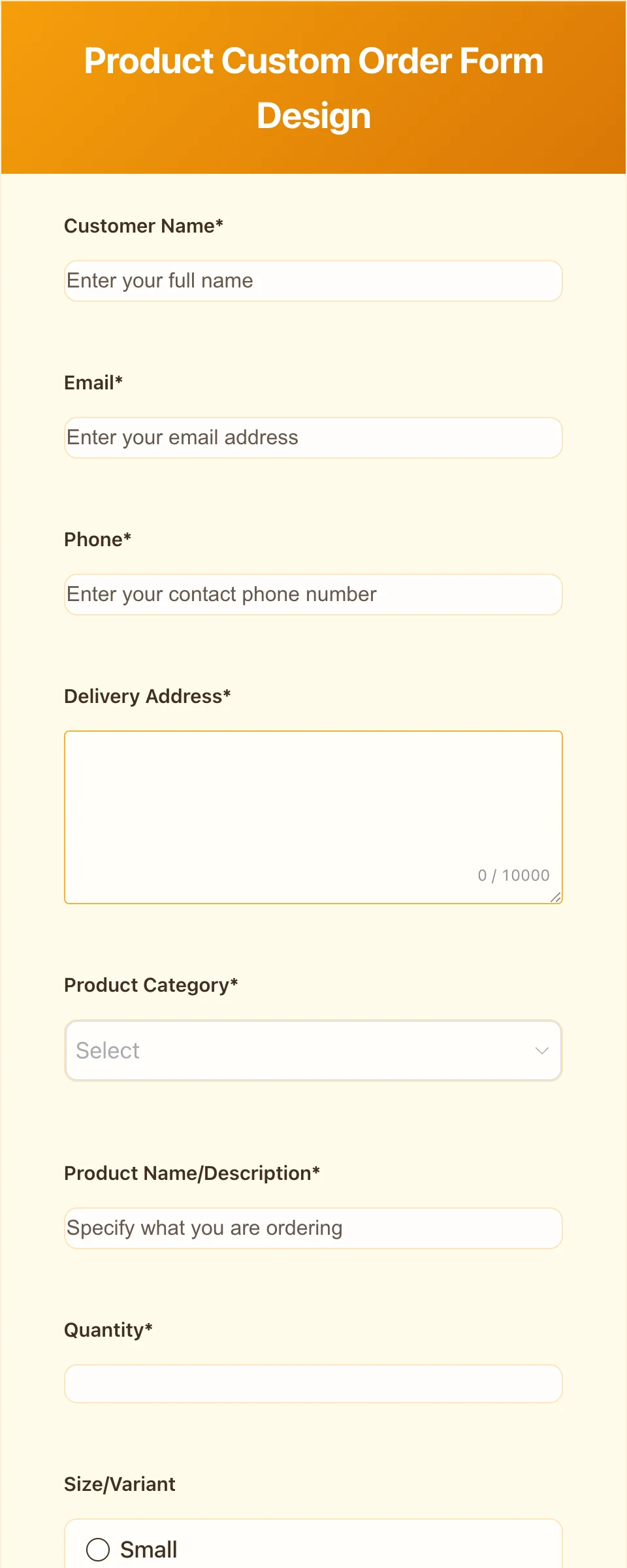 Custom Order Form