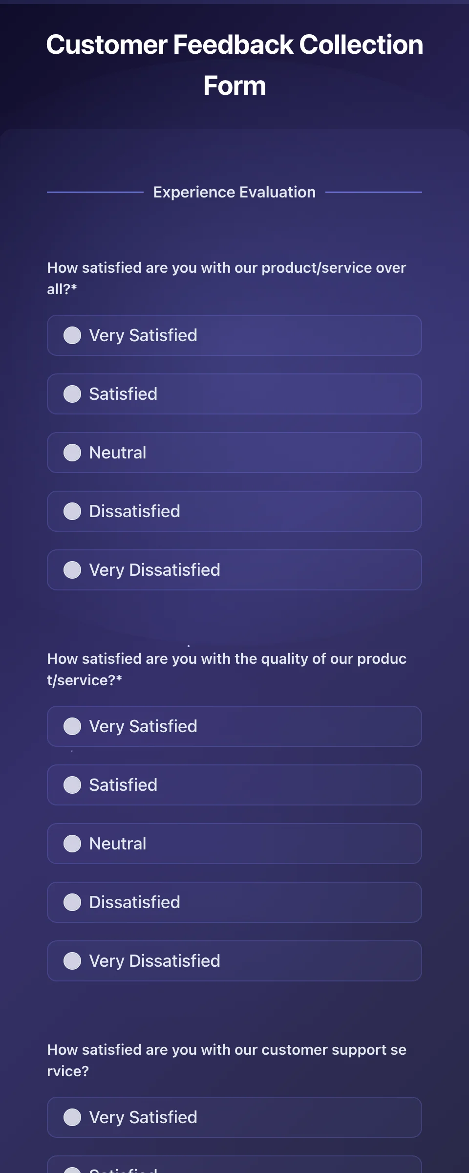 Customer Feedback Form