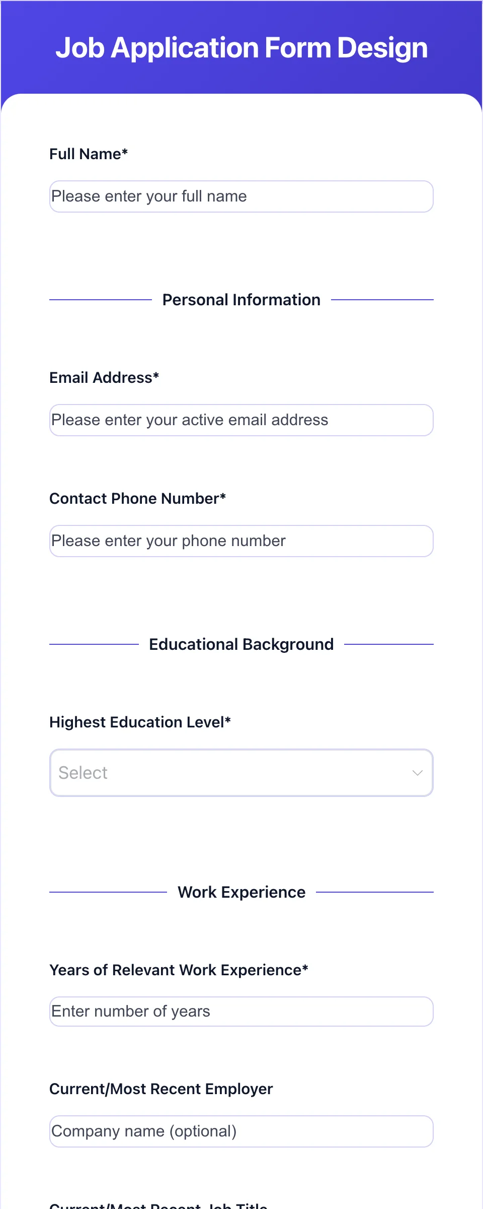 Job Application Form
