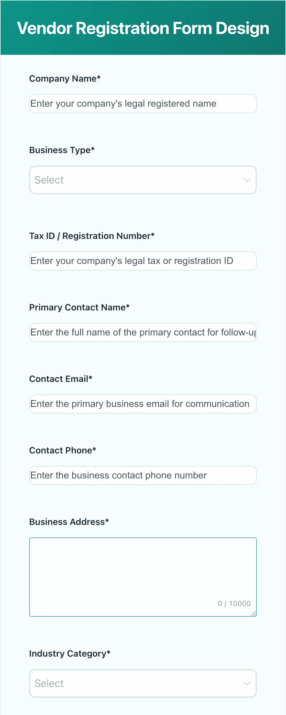 Vendor Registration Form