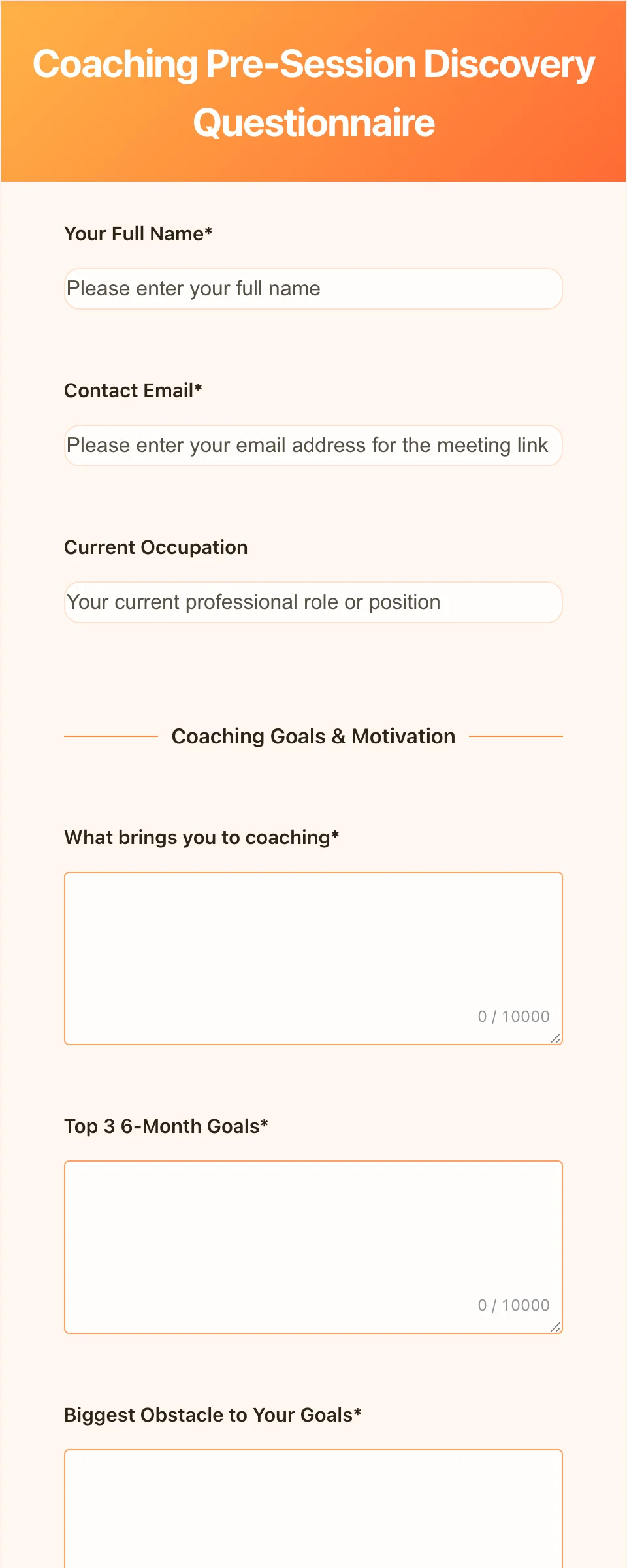 Coaching Intake Form