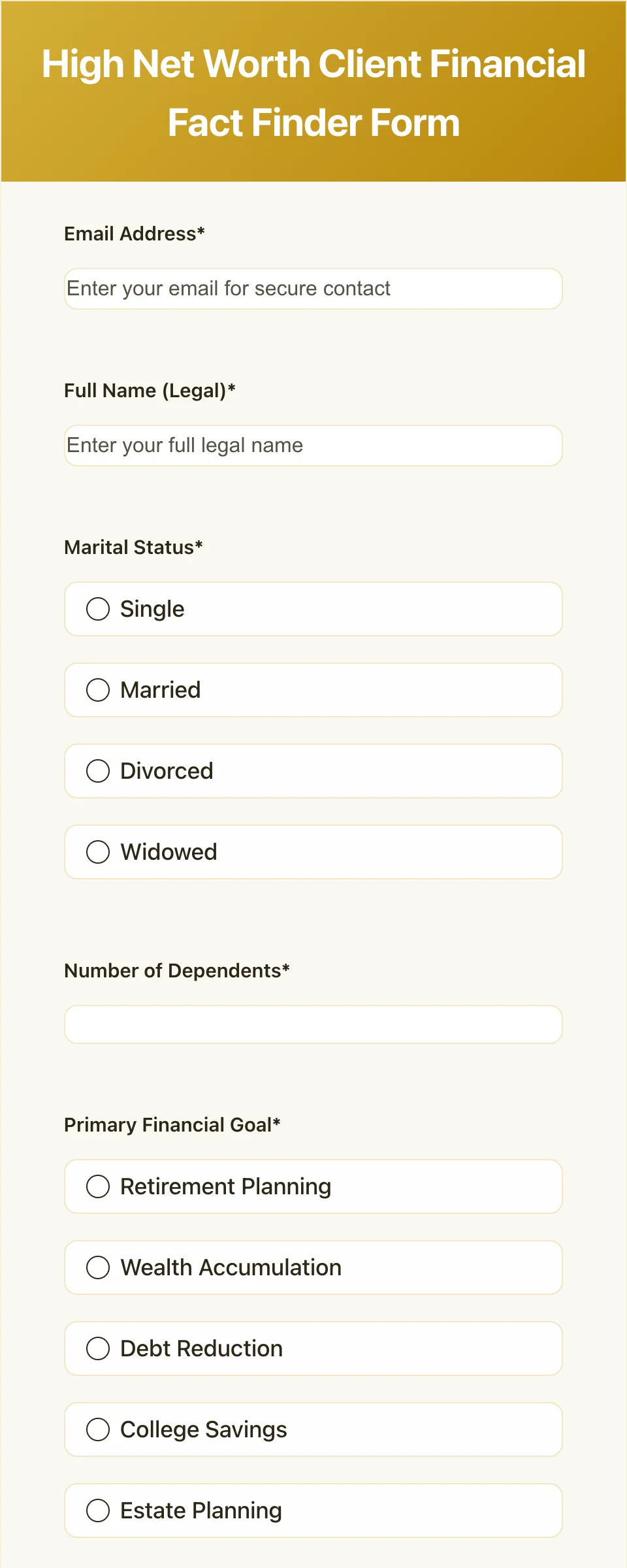 Financial Advisor Intake Form