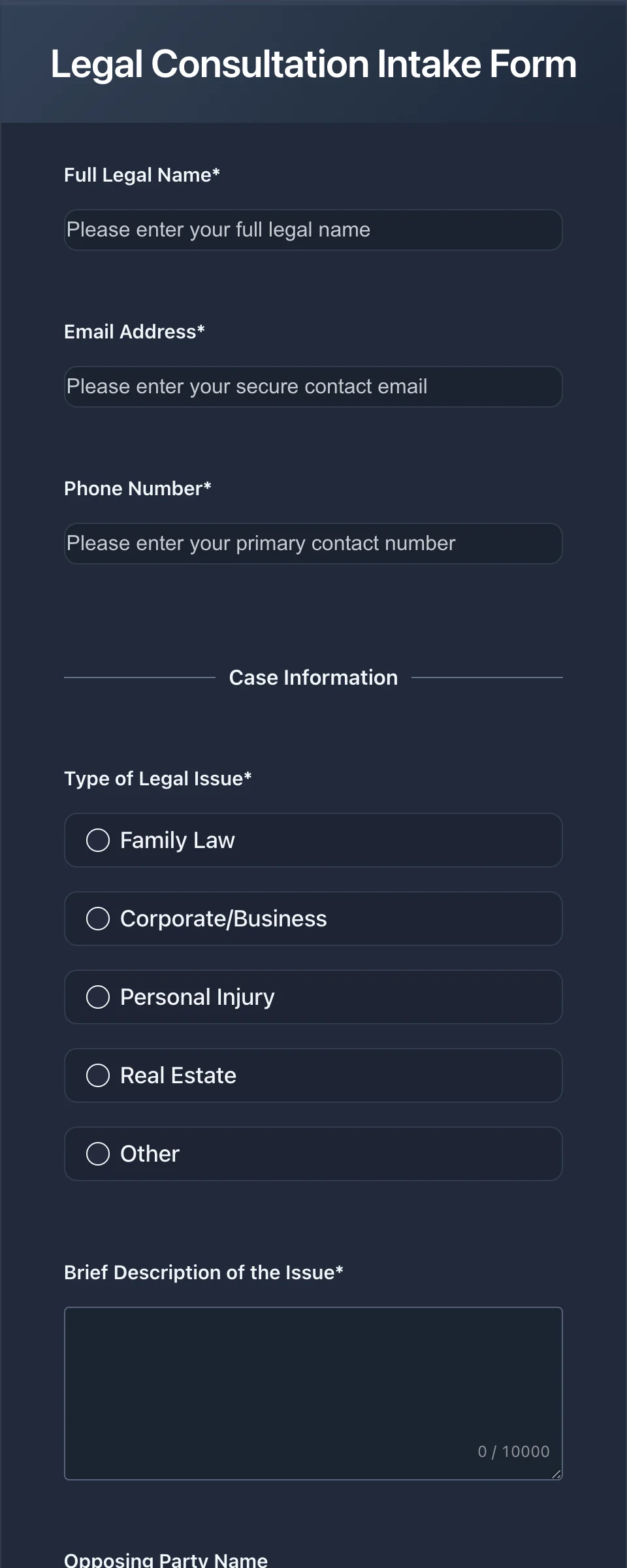 Legal Intake Form