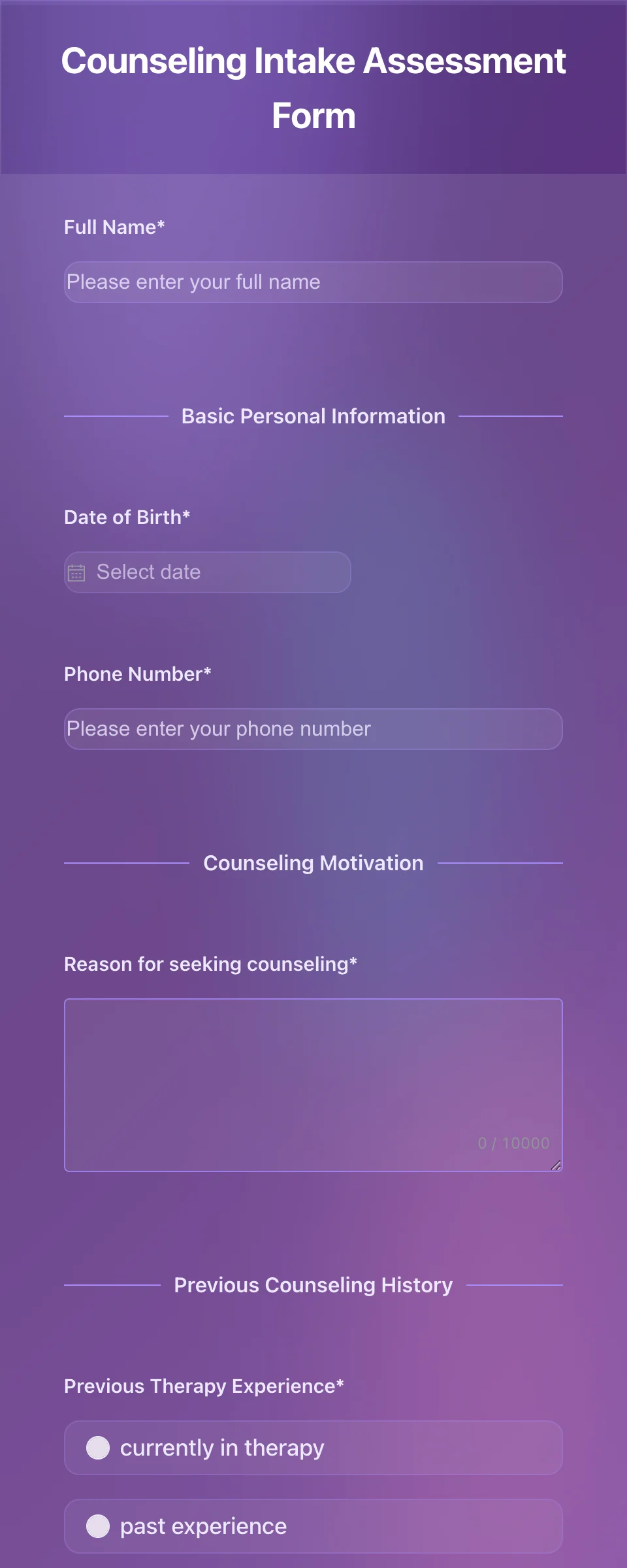Therapy Intake Form