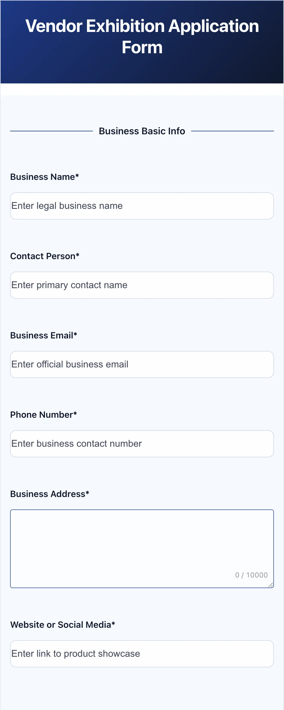 Vendor Registration Form