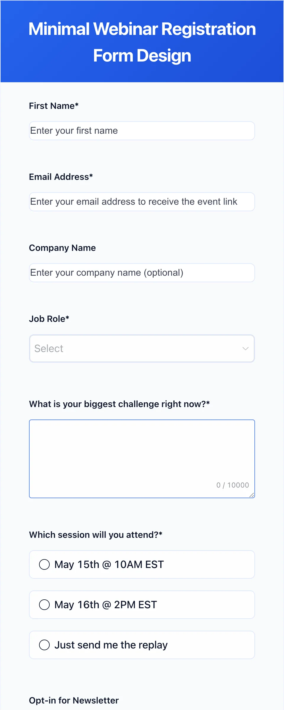 Webinar Registration Form