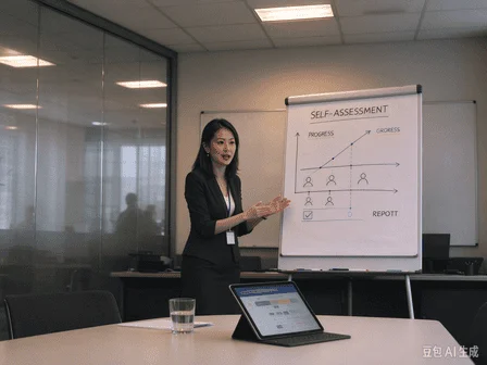 Trainer teaching a corporate workshop in a classroom